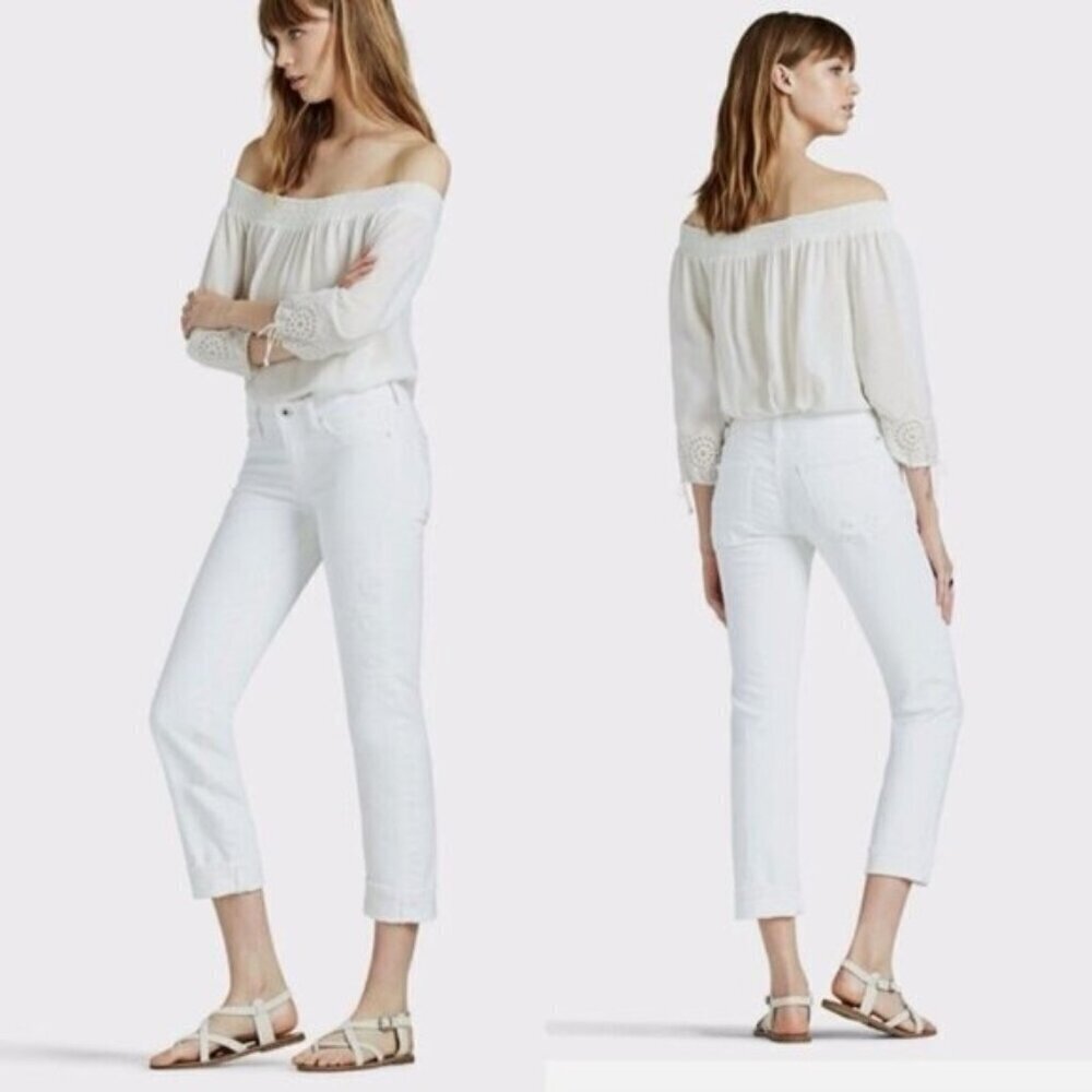 lucky brand sweet crop floral embroidery MID RISE STRETCH DESTROYED size 26